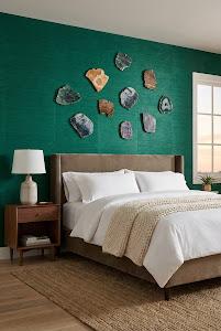 Gem Wall Tile in Brass Setting, Earth Marble