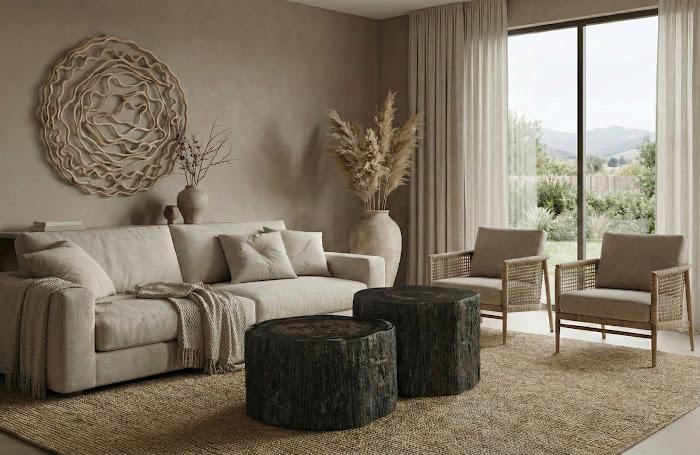 Chaka Petrified Coffee Table, Rough, Black, Tall