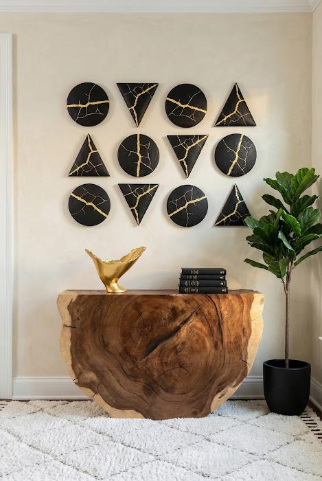 Burled Vase, Gold Leaf