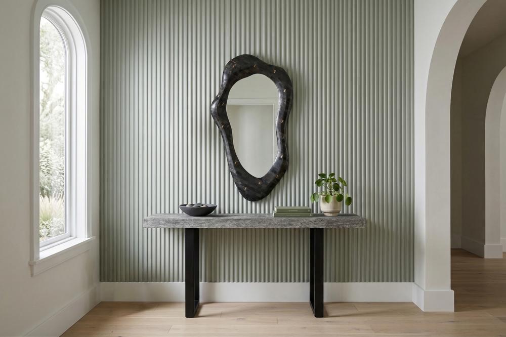 Morphic Petrified Mirror, Wave, Black Frame