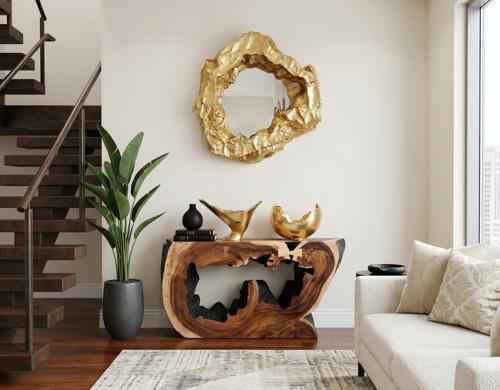 Rock Pond Mirror, Gold Leaf