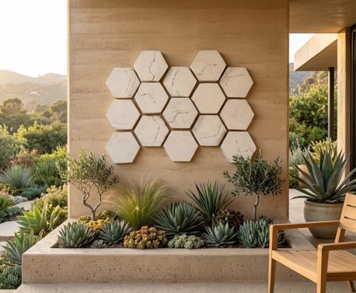 Hexagon Wall Tiles, Set of 3, Roman Stone