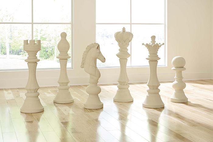 King Chess Sculpture, Cast Stone White, Small