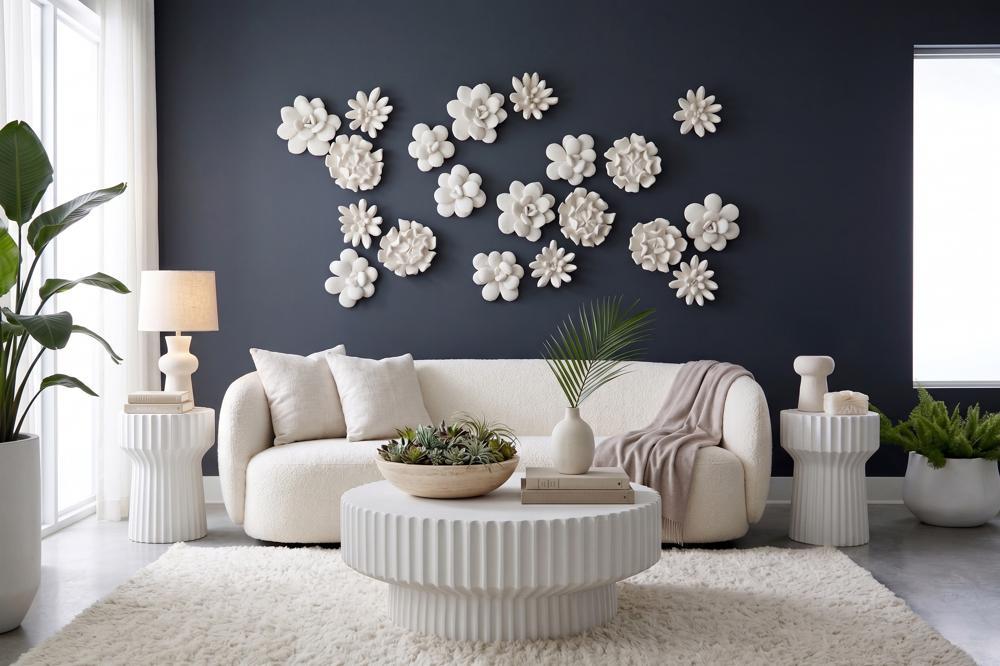 Laui Succulent Wall Art, White Stone