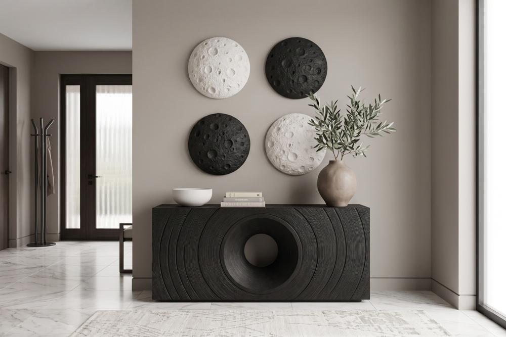 Crater Wall Art, 22", Black Stone