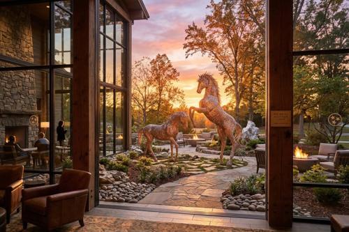 Horse Pipe Sculpture, Walking, Stainless Steel