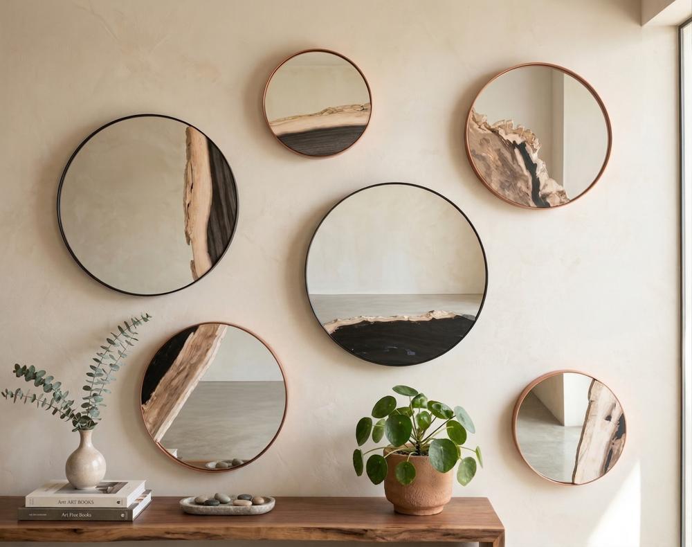 Petrified Slice Mirror, Copper Frame, Small