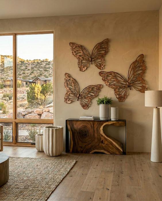 Butterfly Wall Art, SM, Copper/Black, Metal