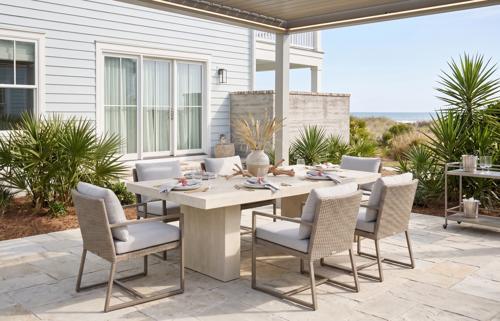 Old Lumber Dining Table, Roman Stone