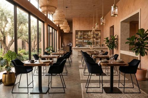 Cafe Dining Table, Metal Leg