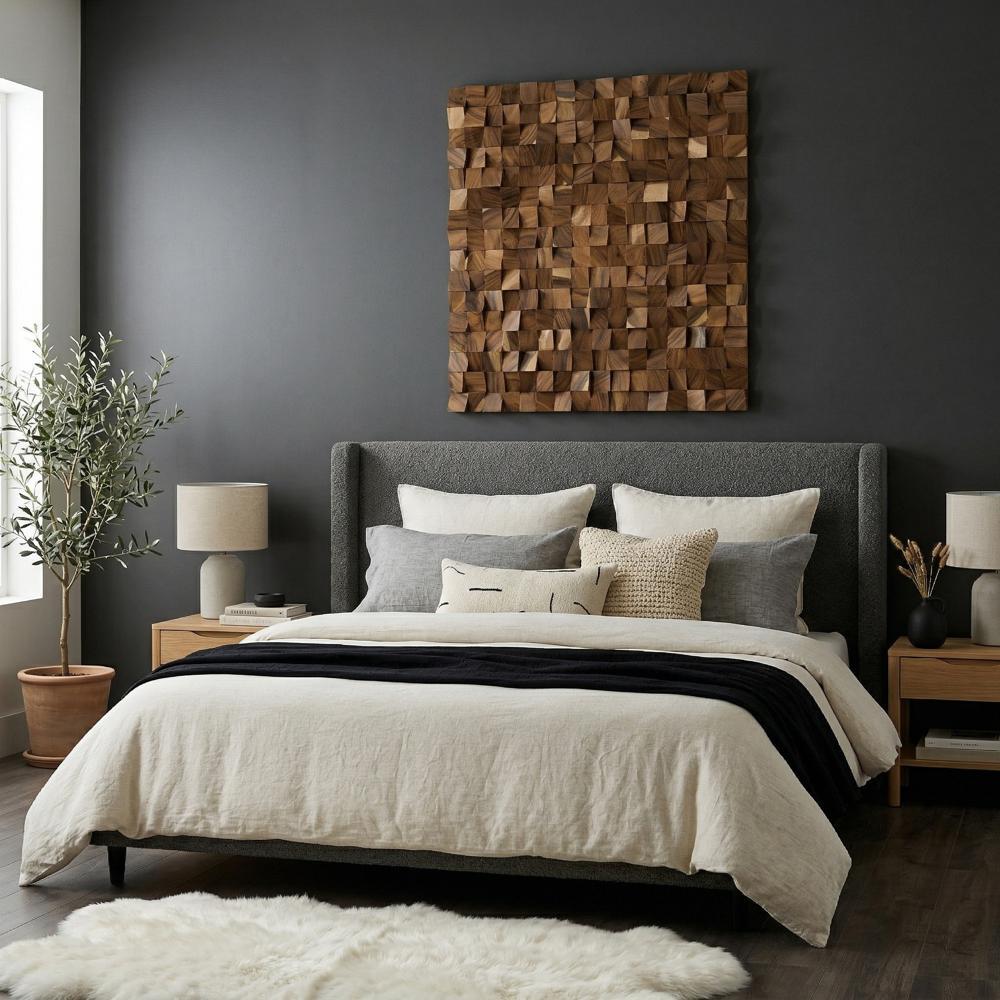 Blocks Wall Art, Chamcha Wood, Natural, LG