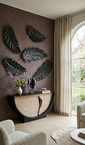 Feather Wall Decor, Black, Metal, SM