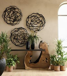 Vine Wall Flower, Black, Small