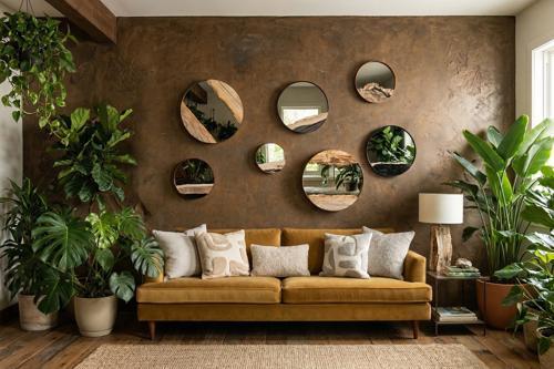 Petrified Slice Mirror, Copper Frame, Small