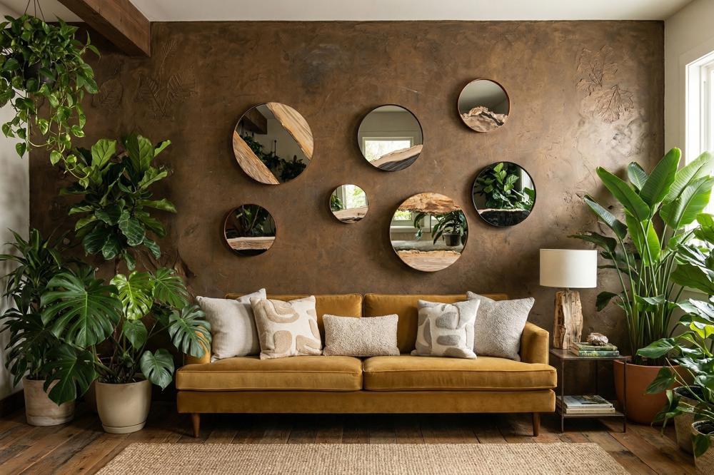 Petrified Slice Mirror, Copper Frame, Small