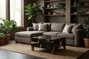 Petramosaic Coffee Table, With Brass Legs