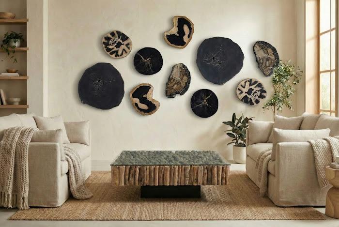 Cast Petrified Wood Wall Tile, Resin