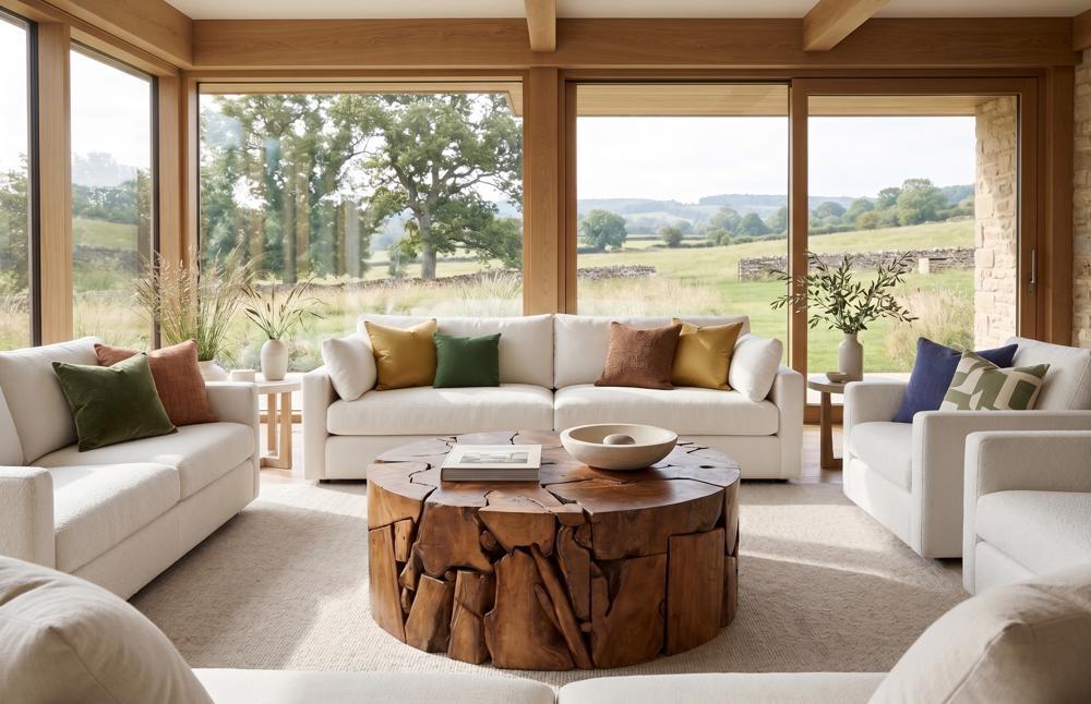 Teak Chunk Coffee Table, Round