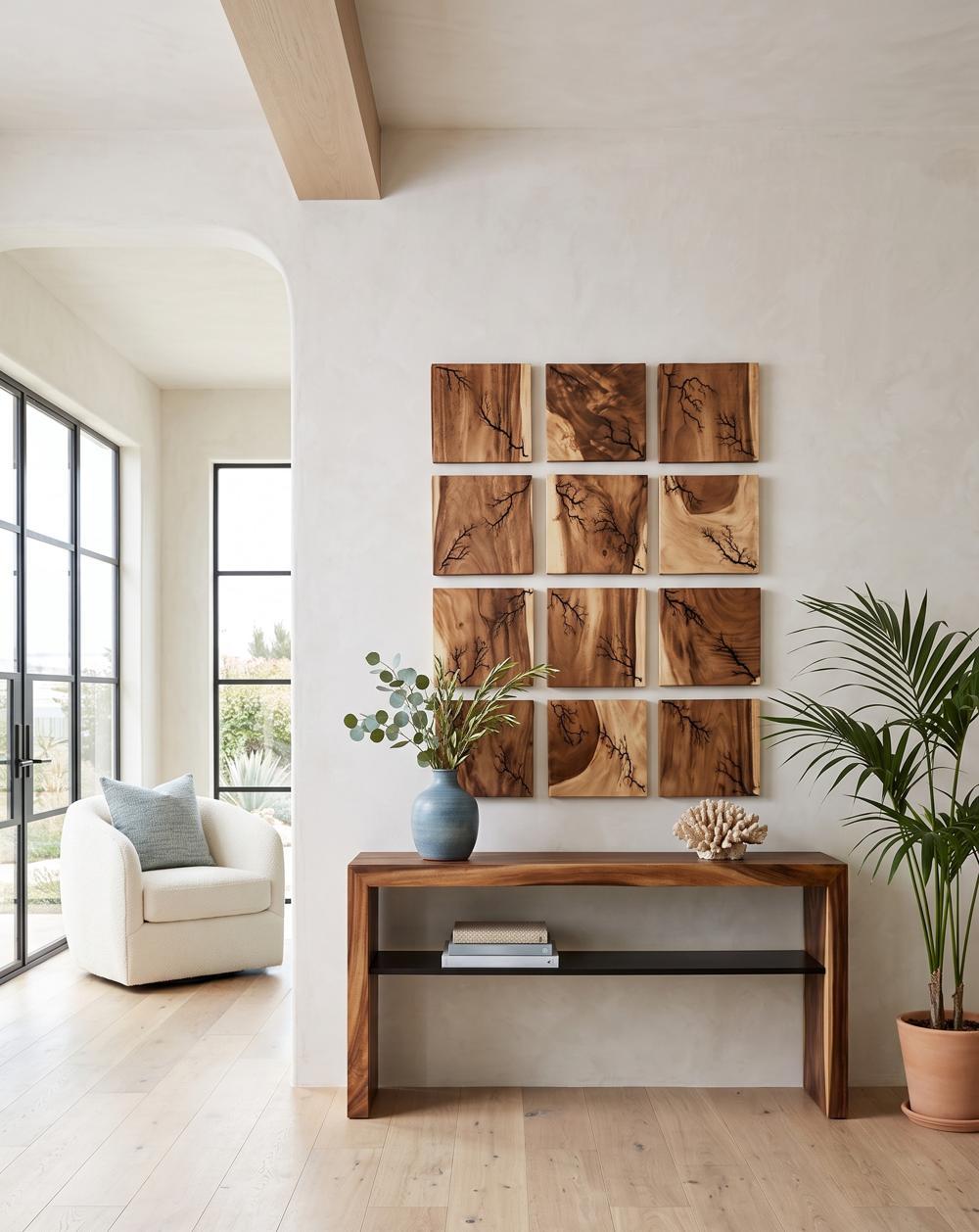 Waterfall Console with Shelf, Natural