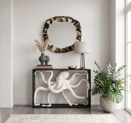 Stacked Pebble Petrified Mirror, Mixed