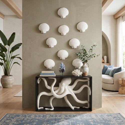 Sea Shell Wall Art, White Stone