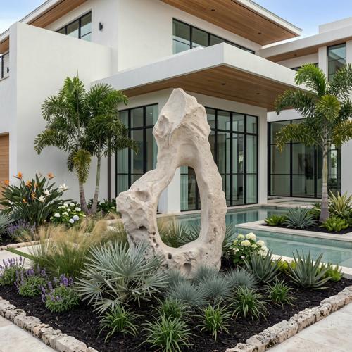Colossal Cast Stone Sculpture, Single Hole, Roman Stone