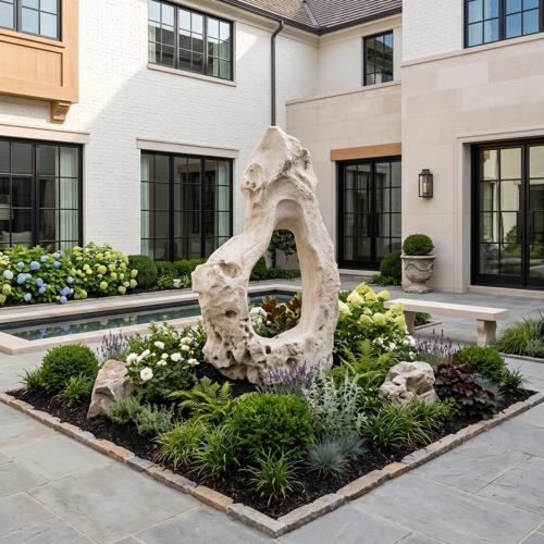 Colossal Cast Stone Sculpture, Single Hole, Roman Stone