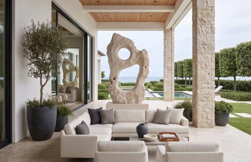 Colossal Cast Stone Sculpture, Double Hole, Roman Stone