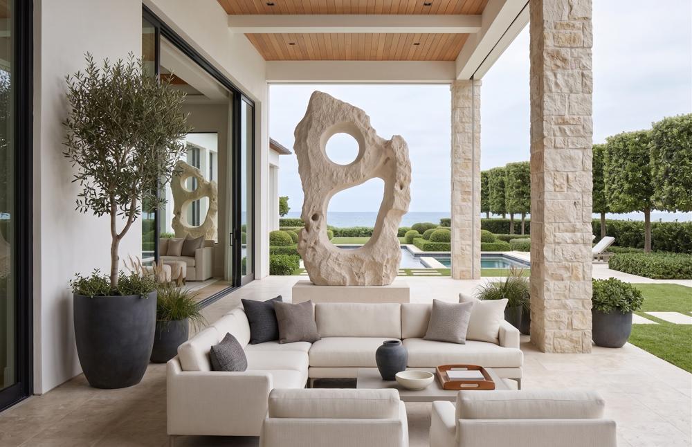 Colossal Cast Stone Sculpture, Double Hole, Roman Stone