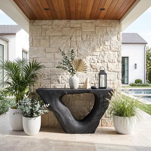 Strata Console, Charcoal Stone