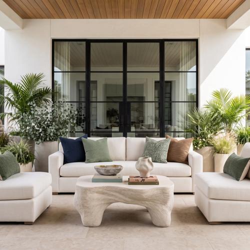 Strata Coffee Table, Roman Stone