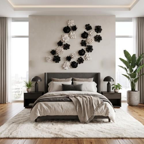 Oviferum Succulent Wall Art, Smooth Matte Black