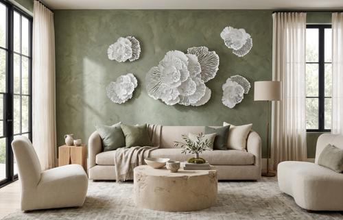 Flower Wall Art, Small, White, Metal