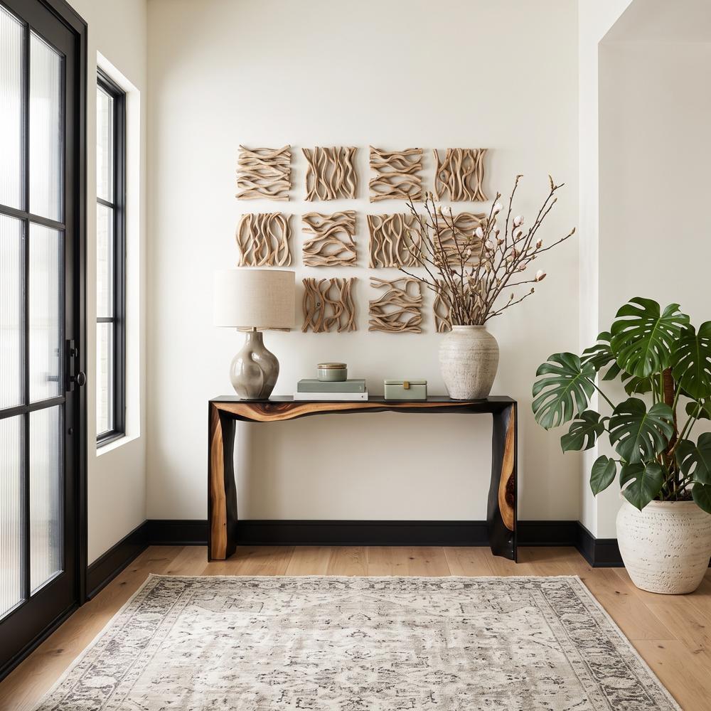 Framed Waterfall Console Table, Natural, Iron