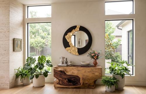 Mercury Mirror, Black, Gold Leaf 