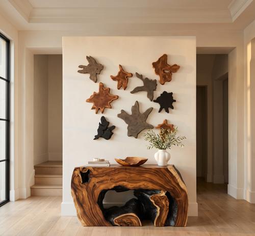 Freeform Teak Wall Slice, LG, Black