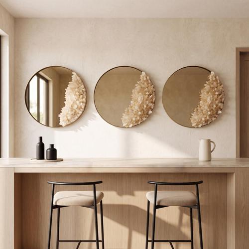 Aura Crystal Mirror, Brass Frame, Medium