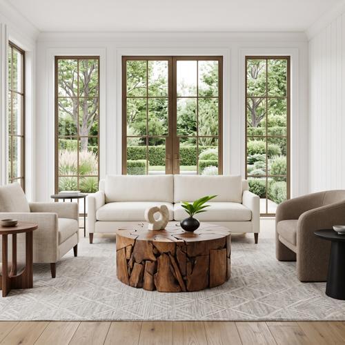 Teak Chunk Coffee Table, Round