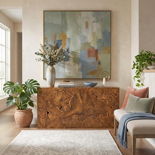 Teak Slice Console, Natural