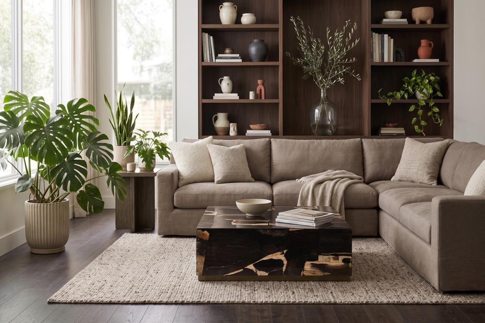 Petramosaic Coffee Table, Brass Base