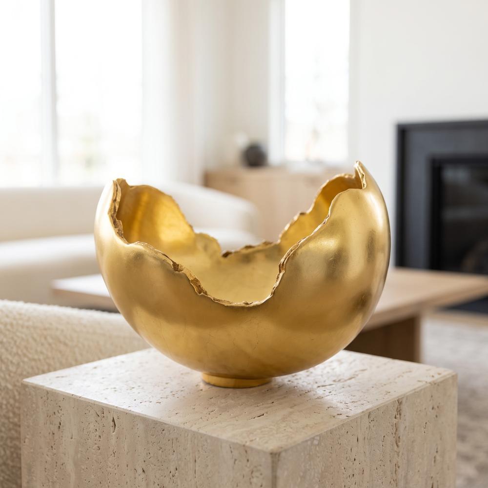 Burled Bowl, Resin, Gold Leaf Finish