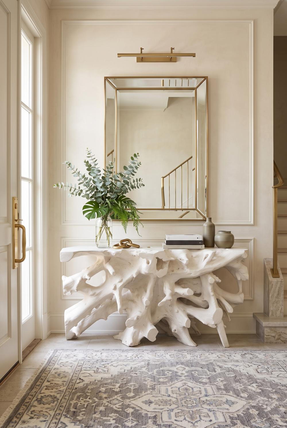 Beau Cast Root Console Table, Gel Coat White 