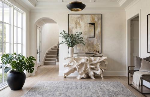 Beau Cast Root Console Table, Gel Coat White 