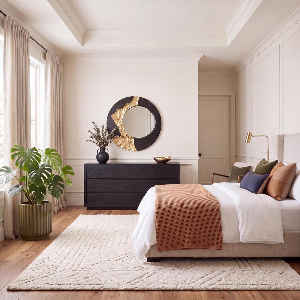 Mercury Mirror, Black, Gold Leaf 