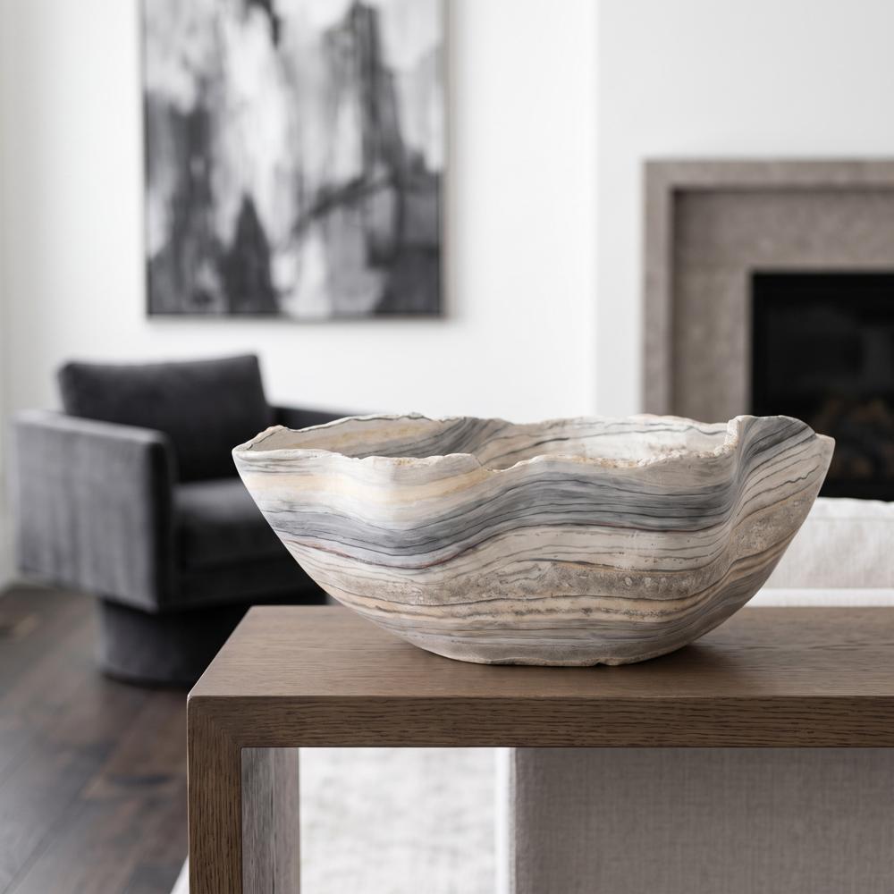 Cast Gray Onyx Bowl, Faux Finish, Medium