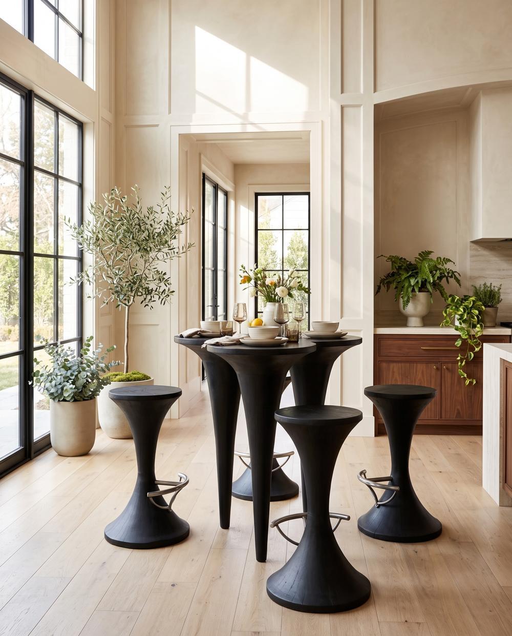 Marley Bar Table, Chamcha Wood, Burnt Finish