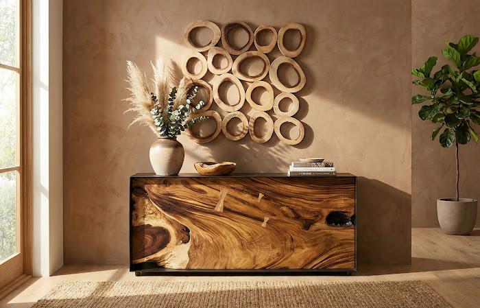 Chuleta Rings Wall Art, Chamcha Wood, Square, LG