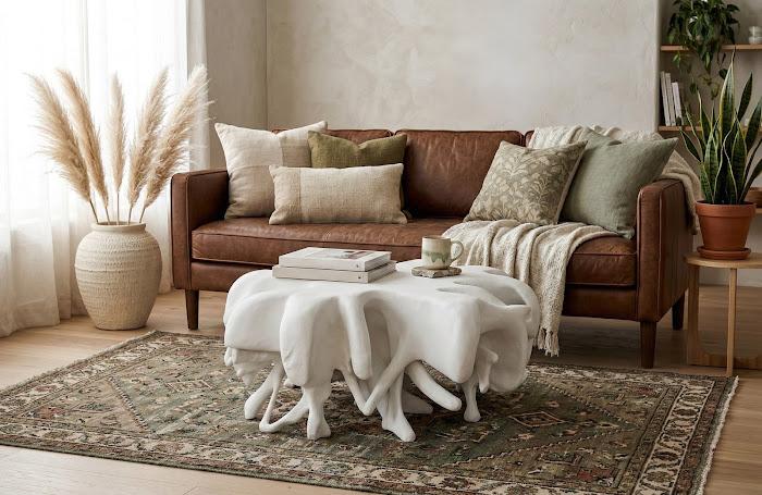 Cast Coffee Table Round, White Stone