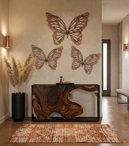 Butterfly Wall Art, SM, Copper/Black, Metal