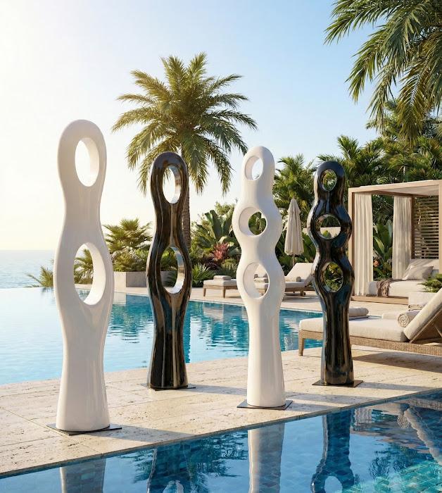 Triple Circle Sculpture, Gel Coat White